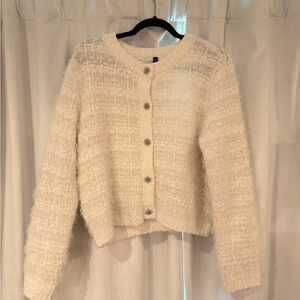 H&M Cream Button-Up Cardigan with fun buttons. only worn a few times. size